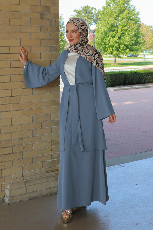 Deluxe Soft Maxi Skirt- Dusty Blue