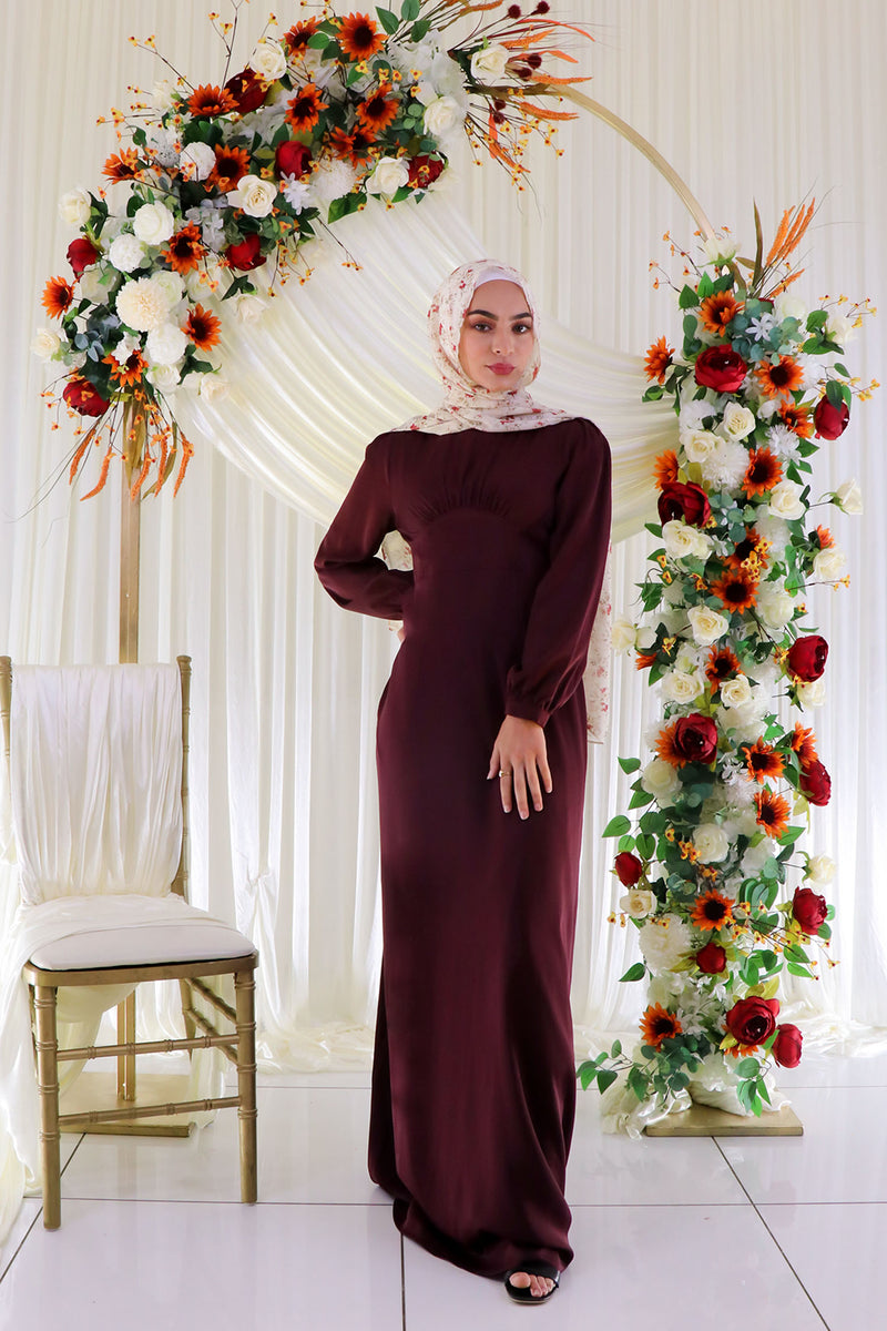 Gabriella Deluxe Soft Dress- Mahogany