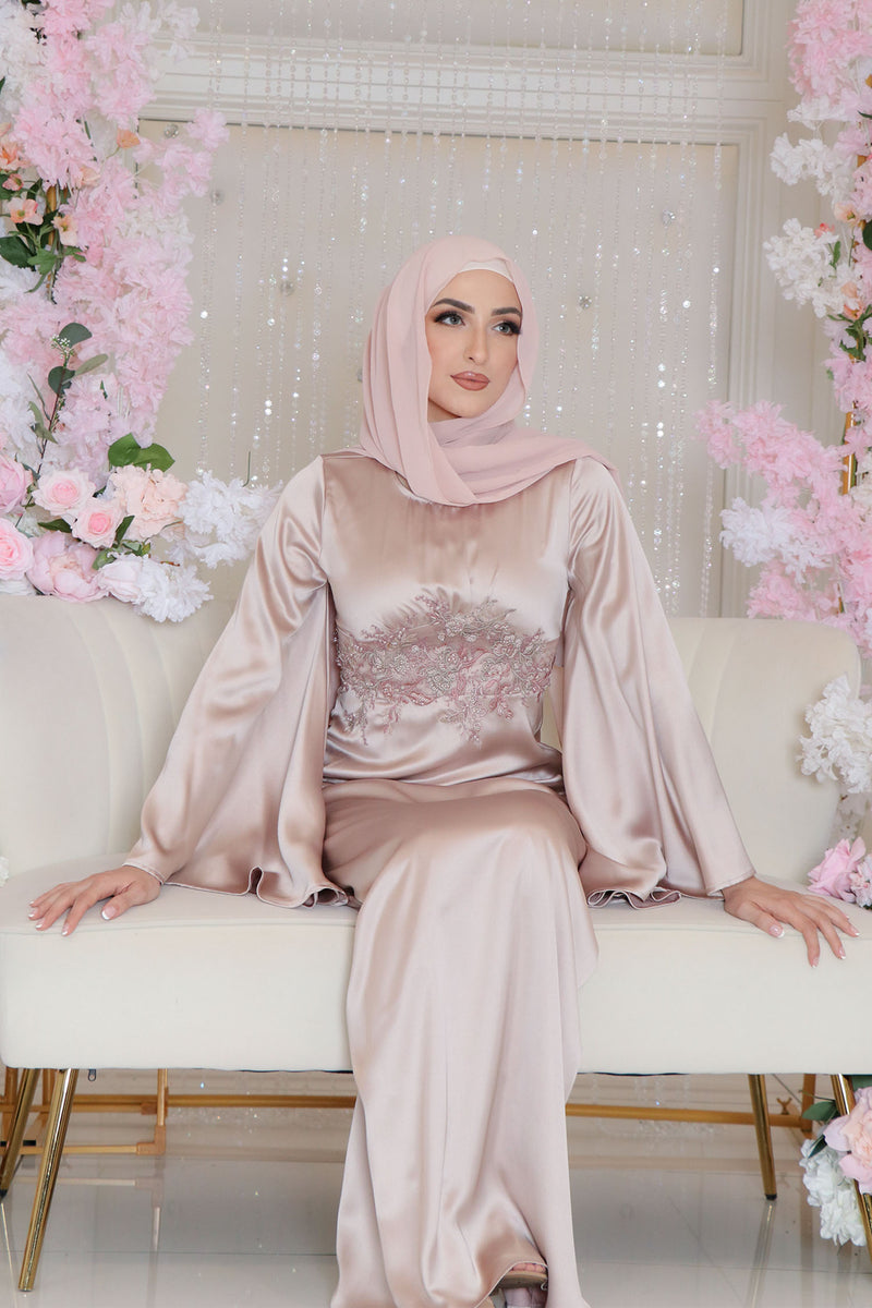 Nadira Luxury Satin Dress- Blush Pink