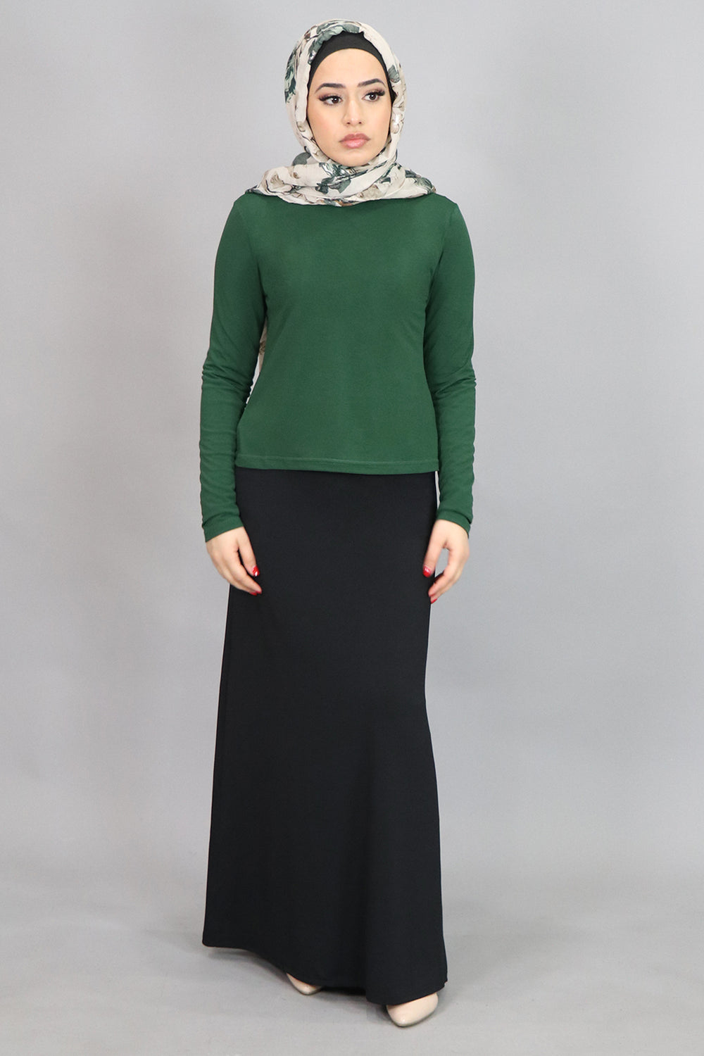 Hunter Green Long Sleeve Top (4534811590713)