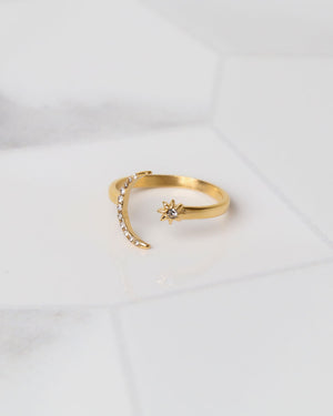 Moon & Star Studded Ring | Premium