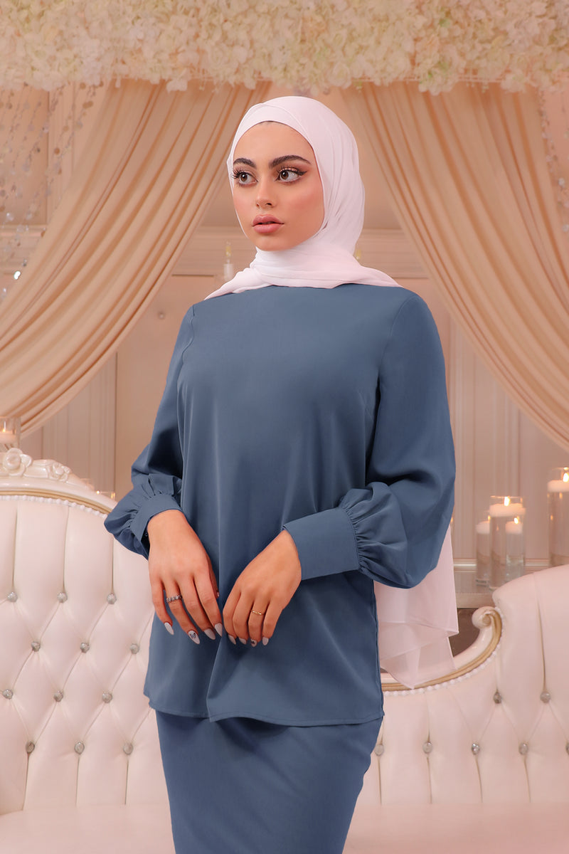Deluxe Soft Blouse - Blue Gray