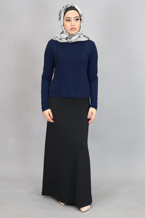 Navy Blue Long Sleeve Top (4549412323385)