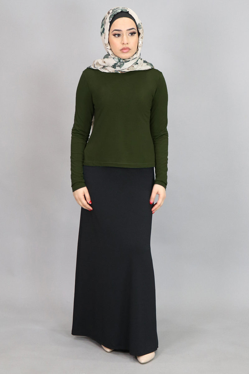 Olive Green Long Sleeve Top (4549427888185)
