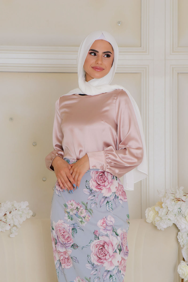 Rosa Floral Skirt - Mint Gray