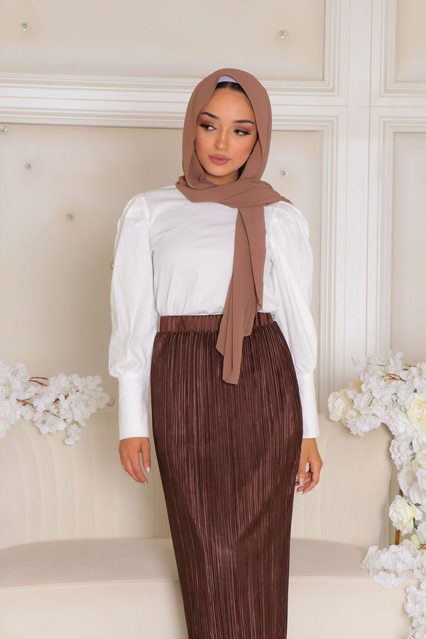 Rosa Pleated Skirt - Brown
