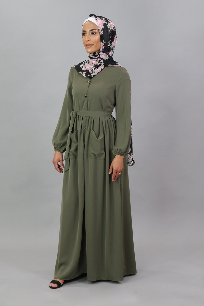 Army Green Deluxe Soft Pocket Dress