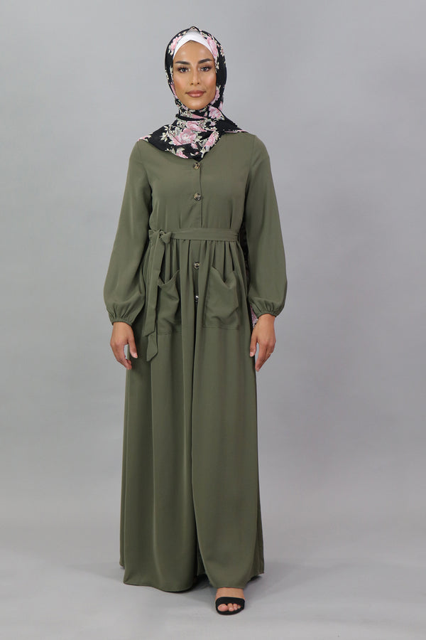 Army Green Deluxe Soft Pocket Dress
