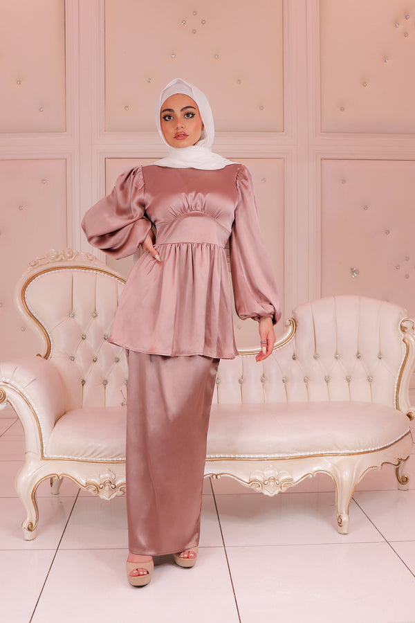 Mia Satin Top- Dusty Rose