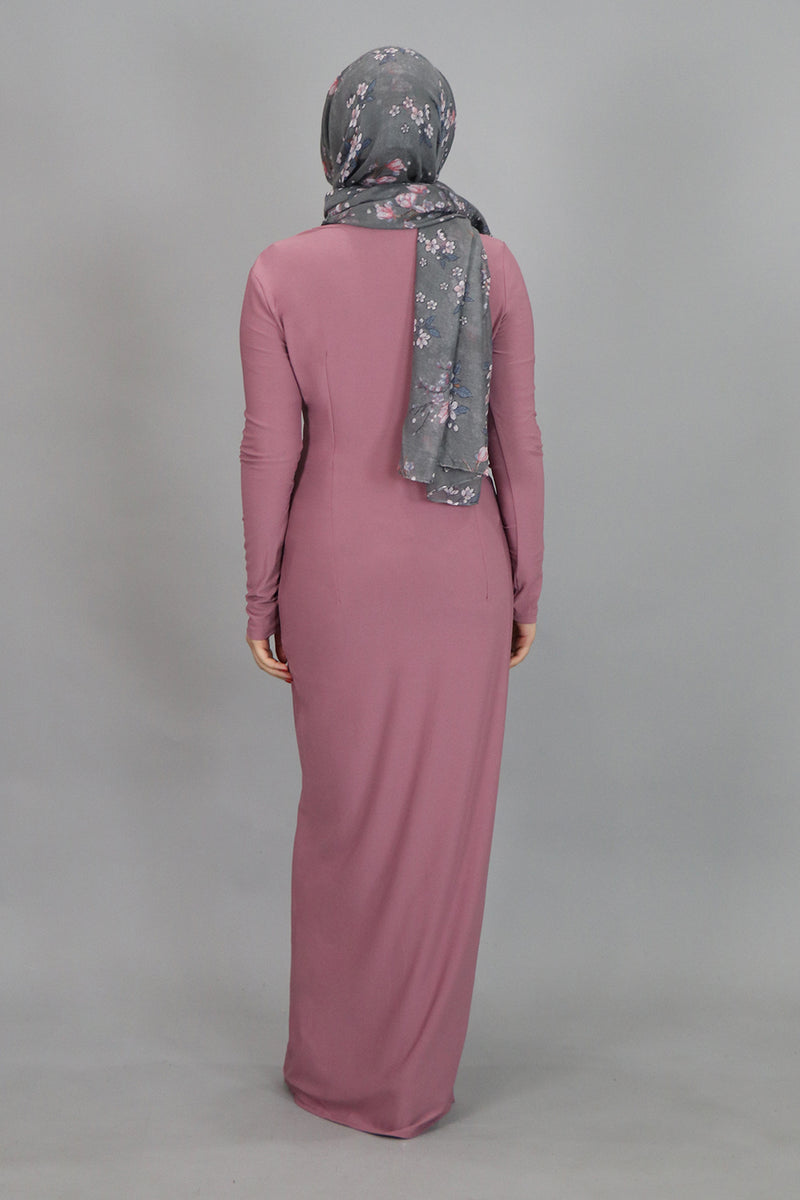 Rose Pink Plain Fitted Spandex Maxi Dress (4549797347385)