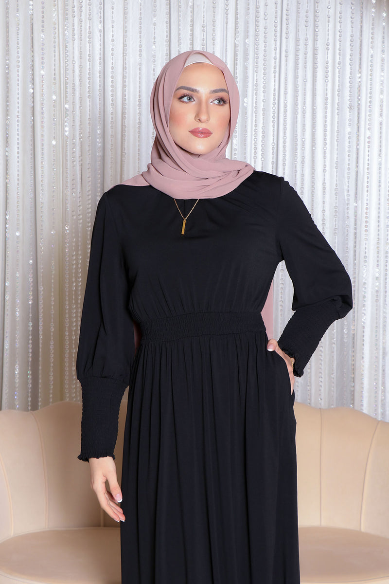 Nura Spandex Maxi Dress- Black