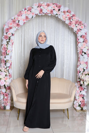 Maya Soft Button Down Dress- Black