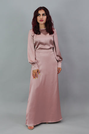 Lameera Satin Skirt - Dusty Rose