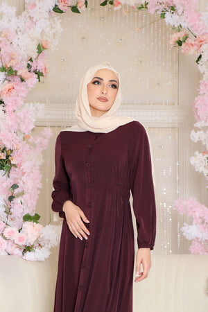 Maya Soft Button Down Dress- Mahogany