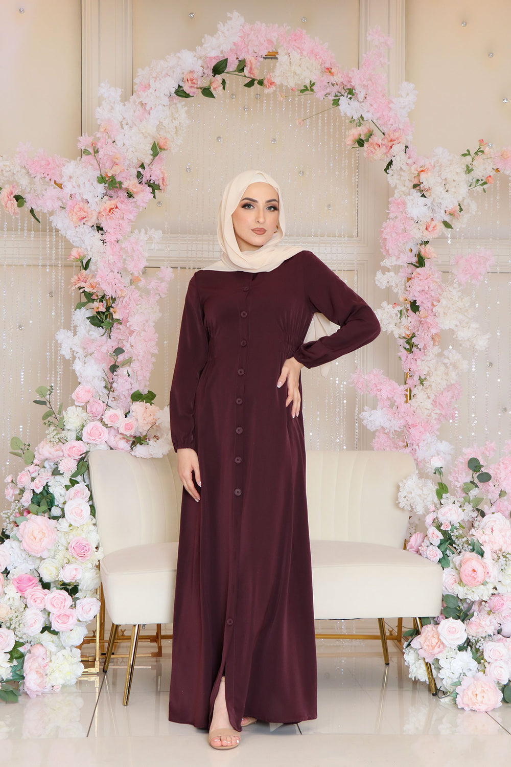 Maya Soft Button Down Dress- Mahogany