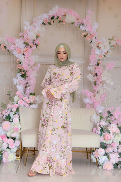 Evie Floral Ruched Dress- Pink