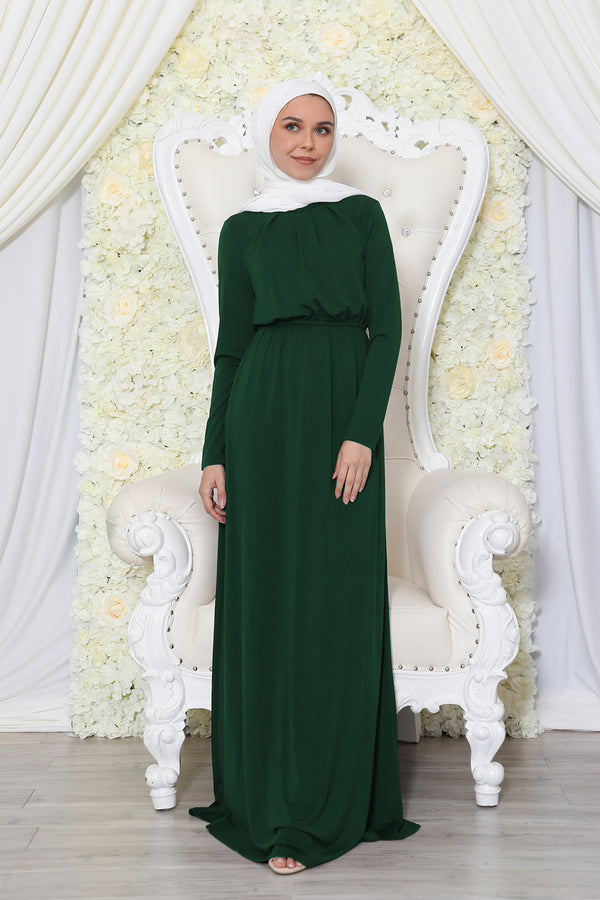 Abayati Essential Pleat Maxi Dress- Dark Green
