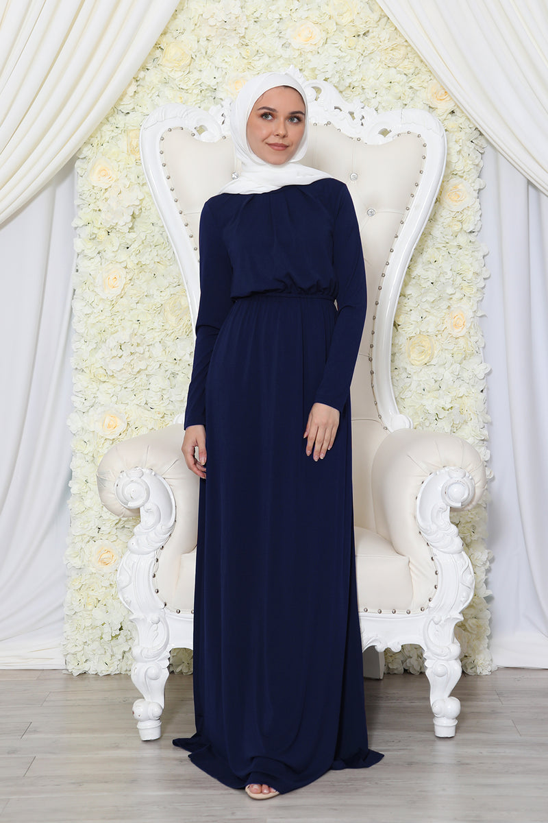 Abayati Essential Pleat Maxi Dress- Navy Blue