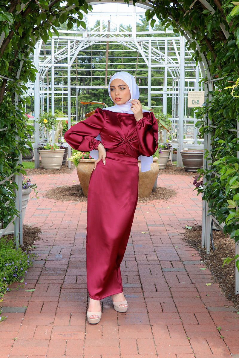 Luxe Satin Skirt- Ruby Red