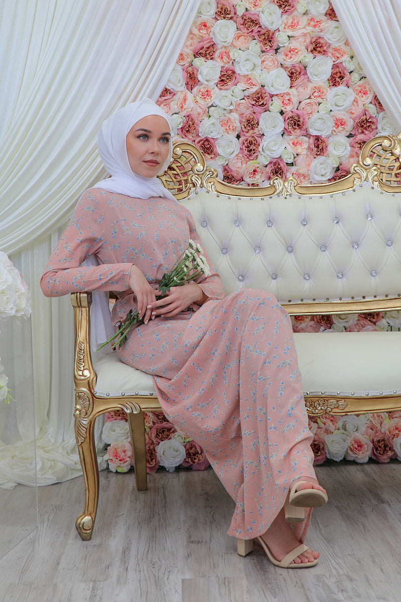 Petite Sheath Floral Dress- Light Pink