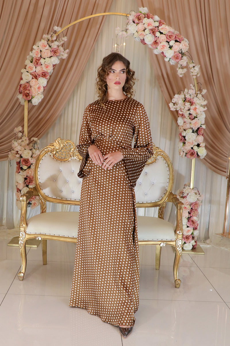Camilla Polka Dot Dress- Burnt Orange