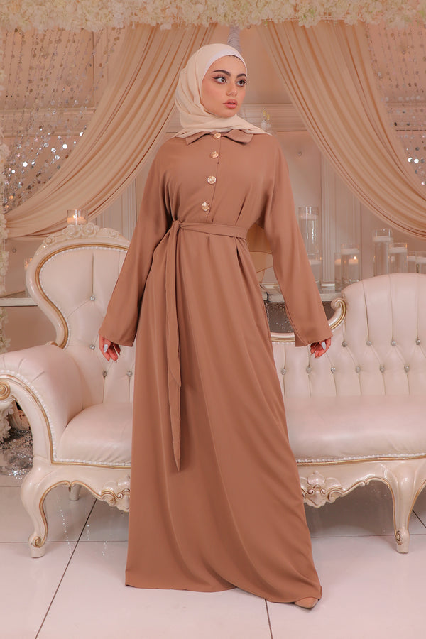 Deluxe Soft Batwing Dress- Camel