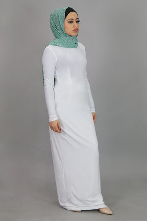 White Plain Fitted Spandex Maxi Dress (4540257534009)