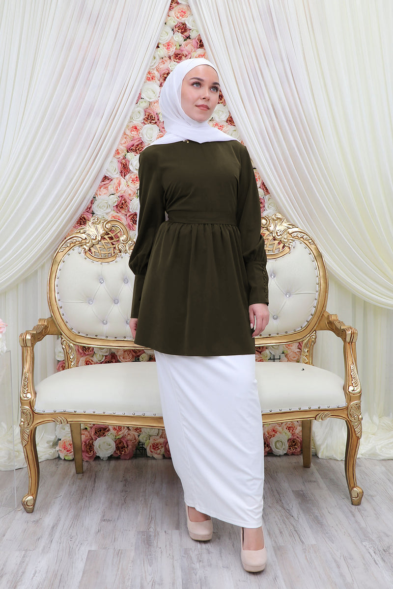 Deluxe Soft Cuff Sleeve Top- Army