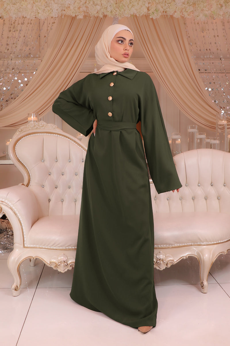 Deluxe Soft Batwing Dress- Army