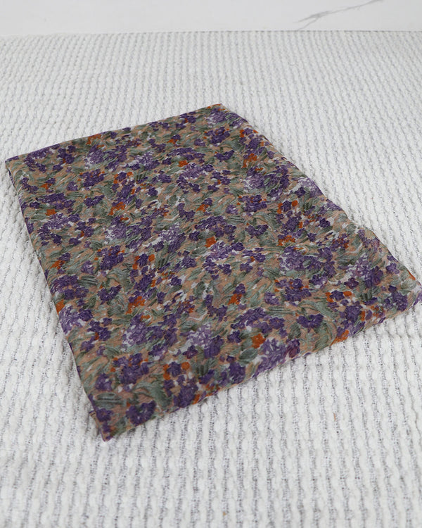 Floral Cotton Scarf-Nude/Purple