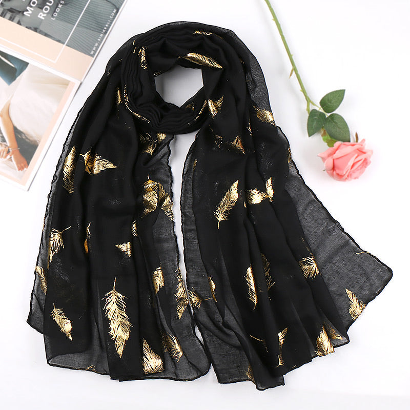Metallic cotton scarf- Black