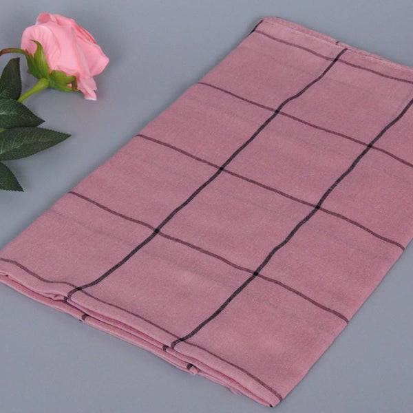 Rose pink Grid Cotton Scarf