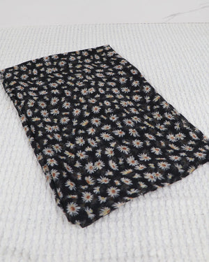 Floral Cotton Scarf- Black & Orange