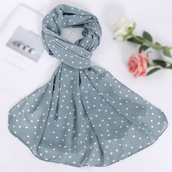 Mint Blue Polka Dot Chiffon Bubble Scarf (4624033316921)