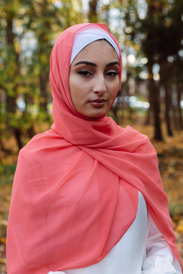 Chiffon Bubble Scarf- coral pink