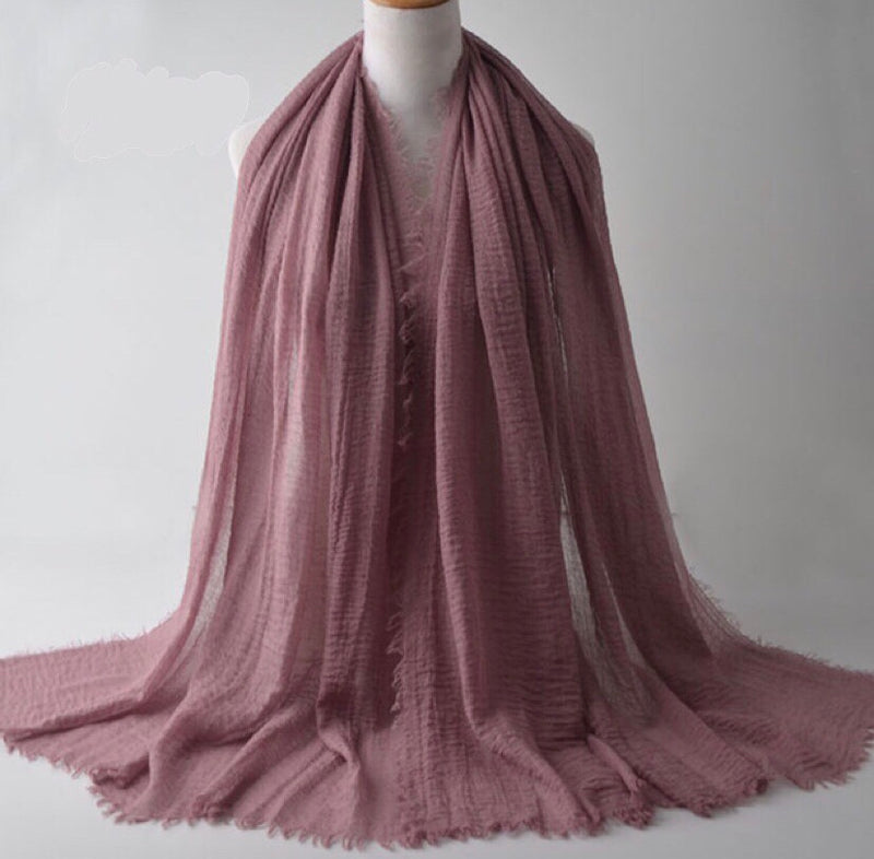 Rose Pink Pleated Cotton Scarf (2245153390649)