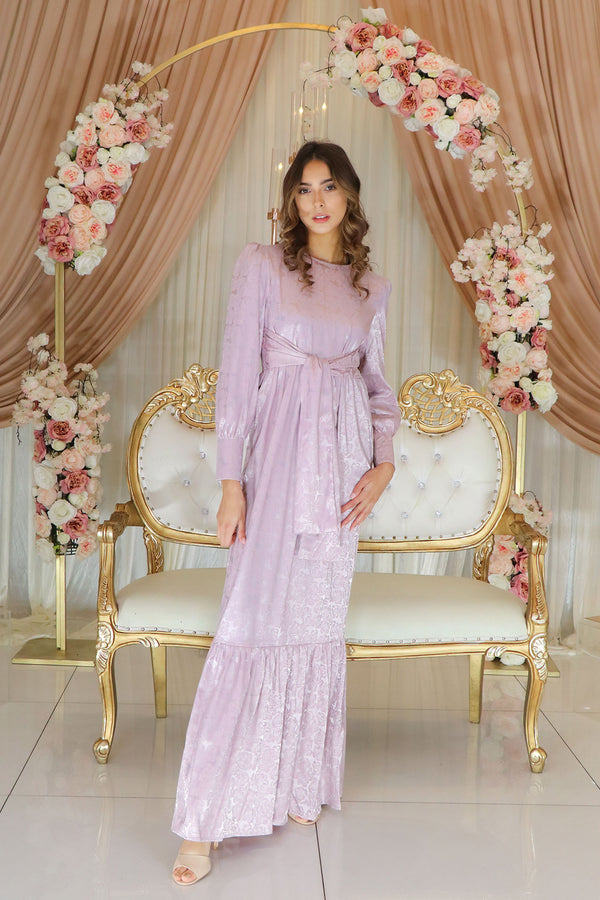 Jasmine Satin Wrap Dress- Rose