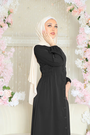 Maya Soft Button Down Dress- Black
