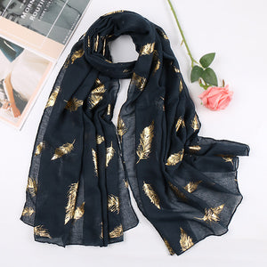 Metallic cotton scarf- Navy Blue