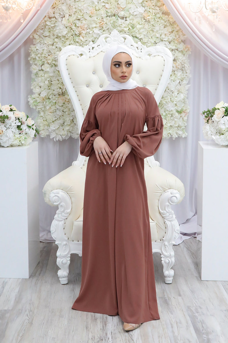Deluxe Soft Balloon Sleeve Dress- Nude Pink