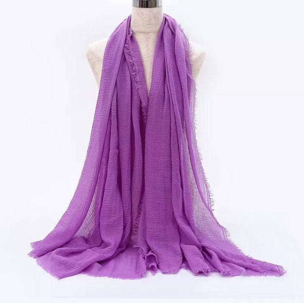 Purple Pleated Cotton Scarf (5282326151336)