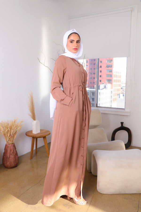 Camel Soft Buttoned-Down Maxi Dress