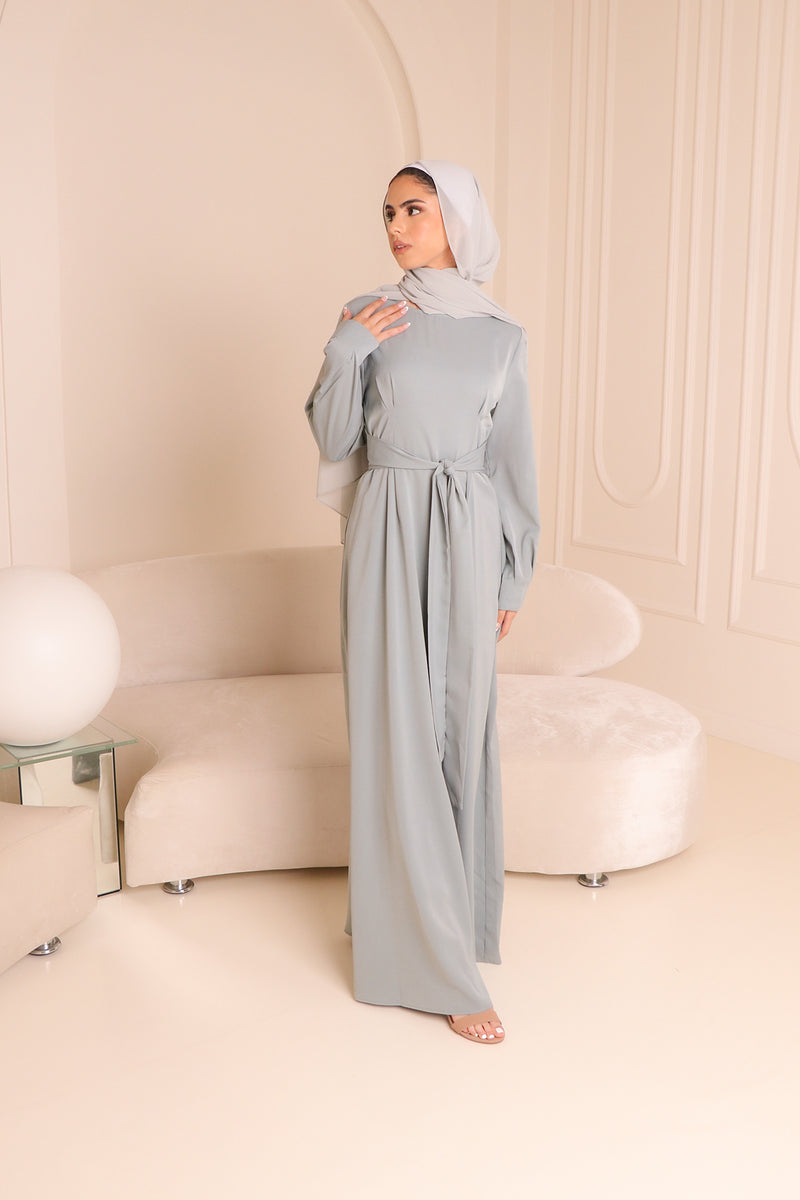Devina Soft Wrap Dress- Mint Gray