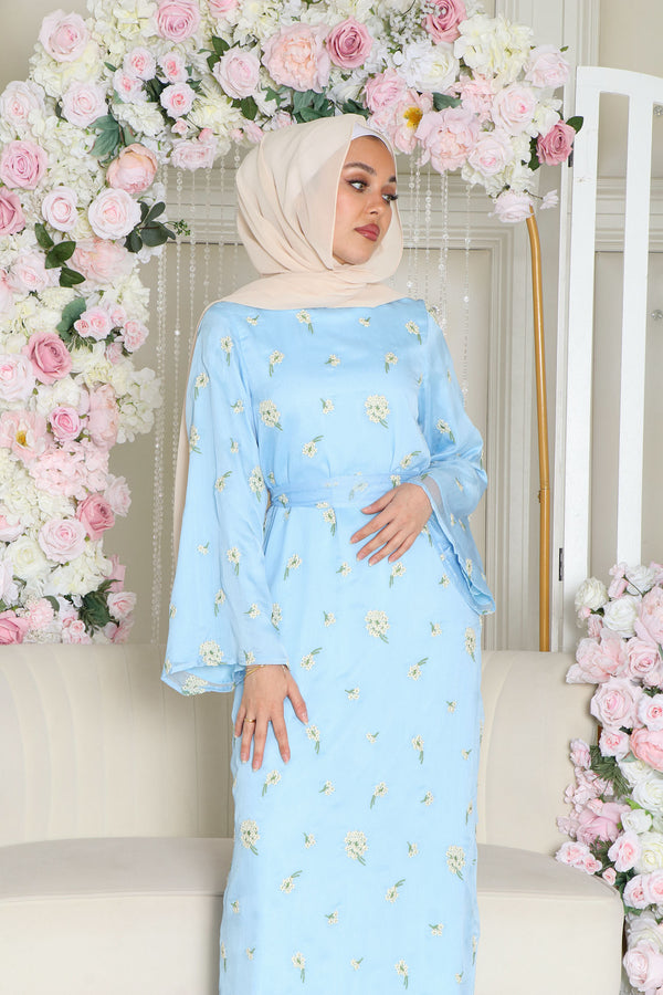 Inara Embroidery Dress- Sky Blue