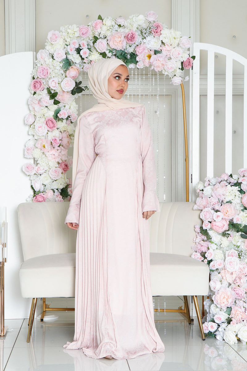 Kelsi Floral Pleat Dress- Pink
