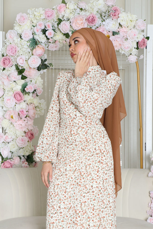 Hailey Floral Dress- Cream