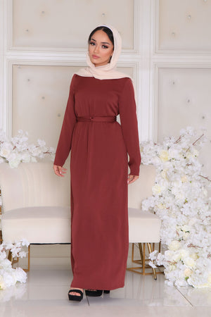 Irene Textured Sheath Dress- Burnt Sienna