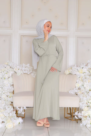 Ivy Essential Flare Abaya- Light Sage Green