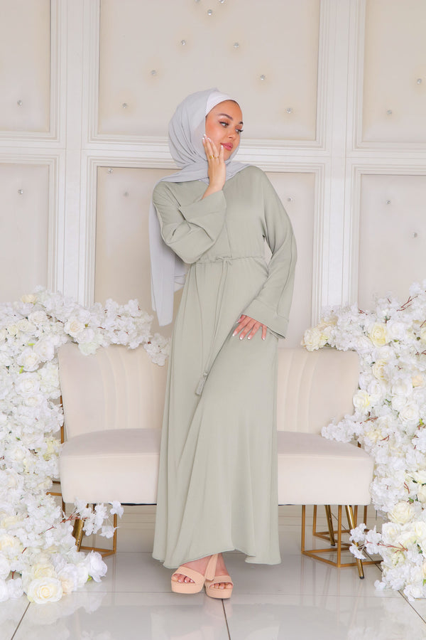 Ivy Essential Flare Abaya- Light Sage Green