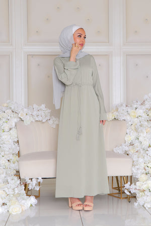Ivy Essential Flare Abaya- Light Sage Green